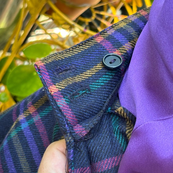 Vintage Kensington Square Wool Pleated Plaid Button Skirt - Picture 5 of 6